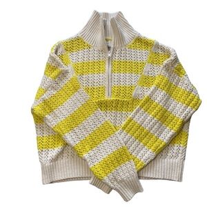 A new day yellow and white crochet pattern sweater size medium